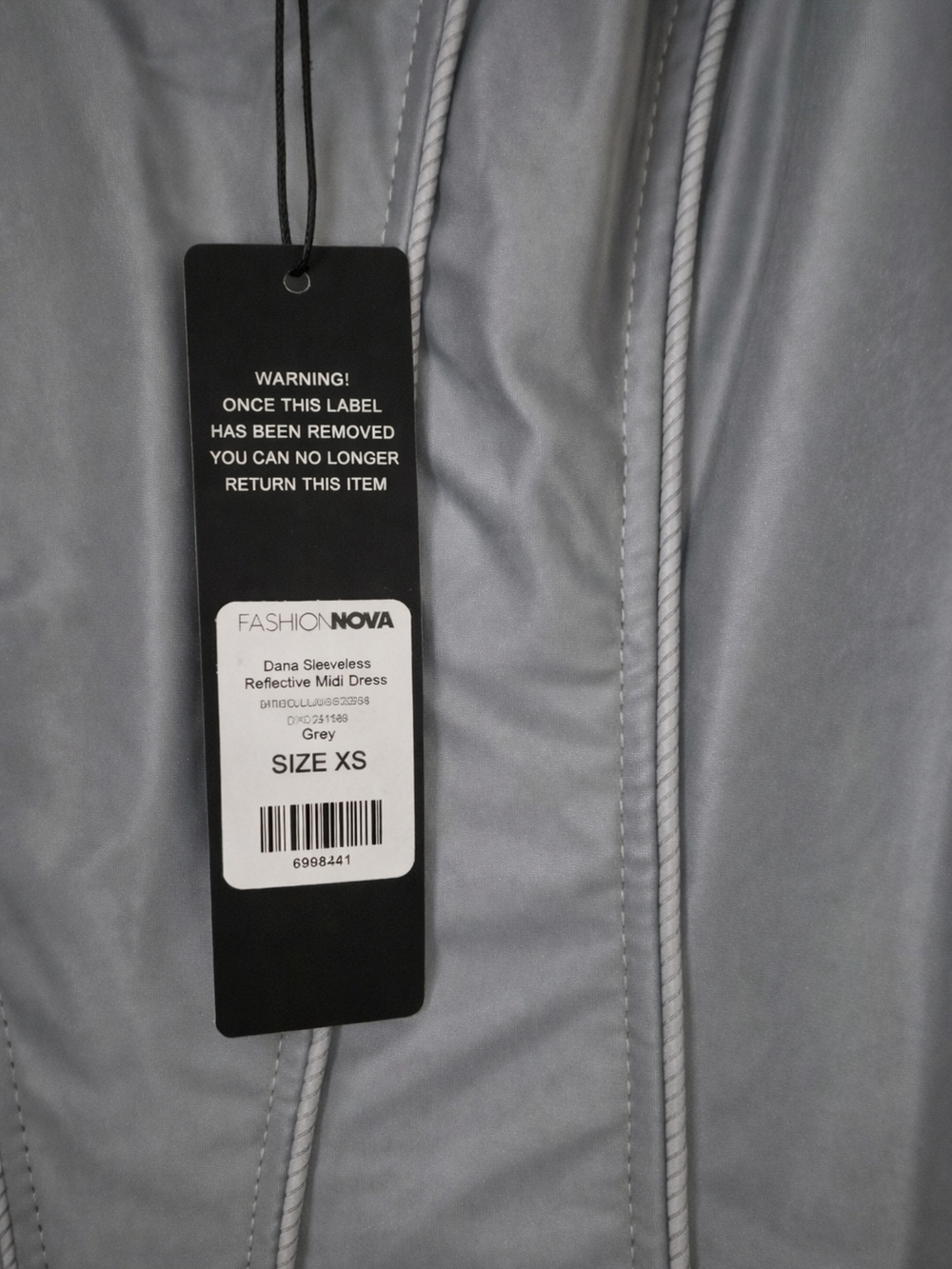 Fashion Nova Dana Sleeveless Reflective Maxi Dress Grey XS | Bodycon Night Out - Picture 4 of 5